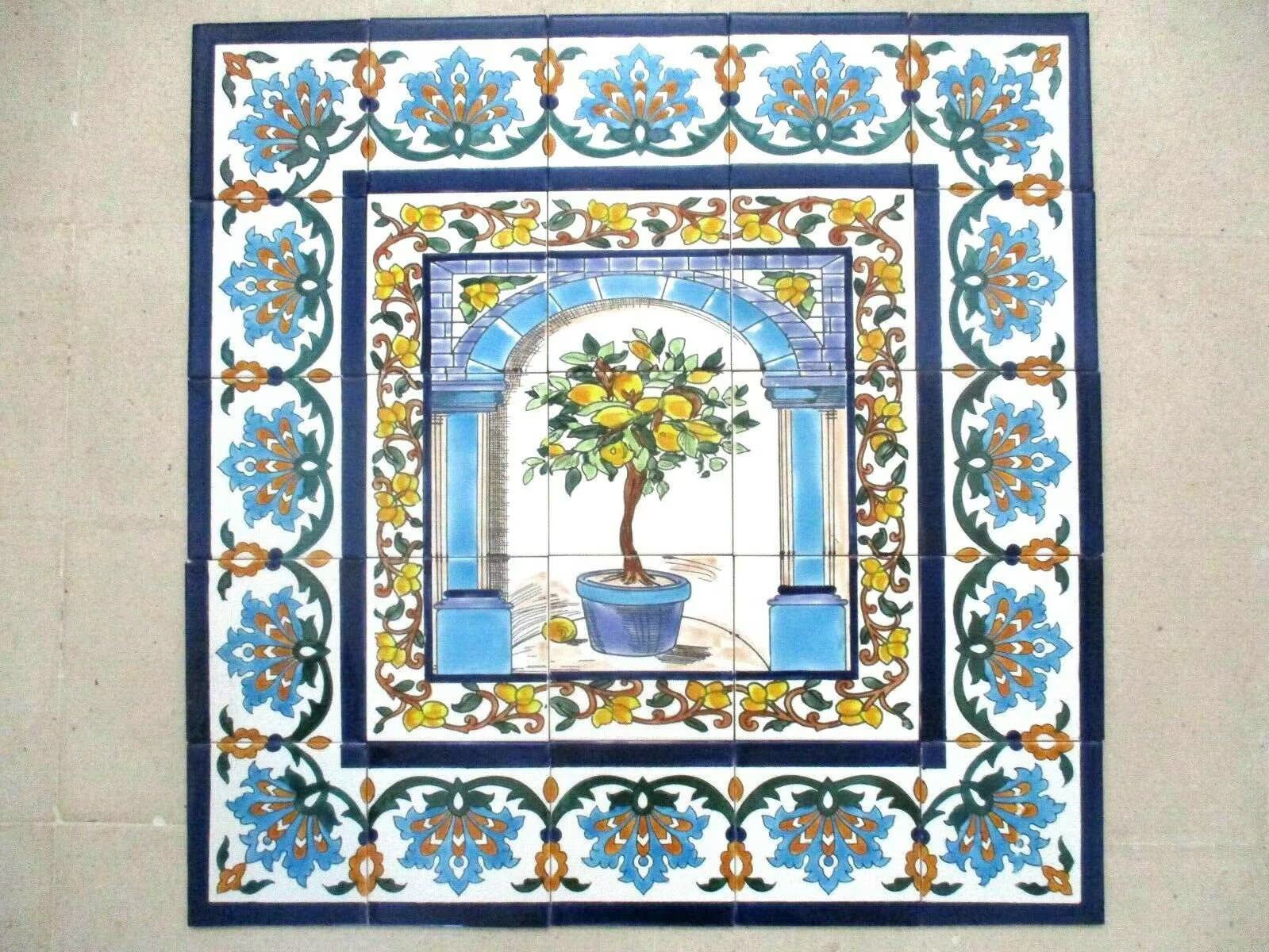 30" x 30" (75 cm x 75 cm) Hand painted Ceramic tile Mosaic mural Backsplash gallery