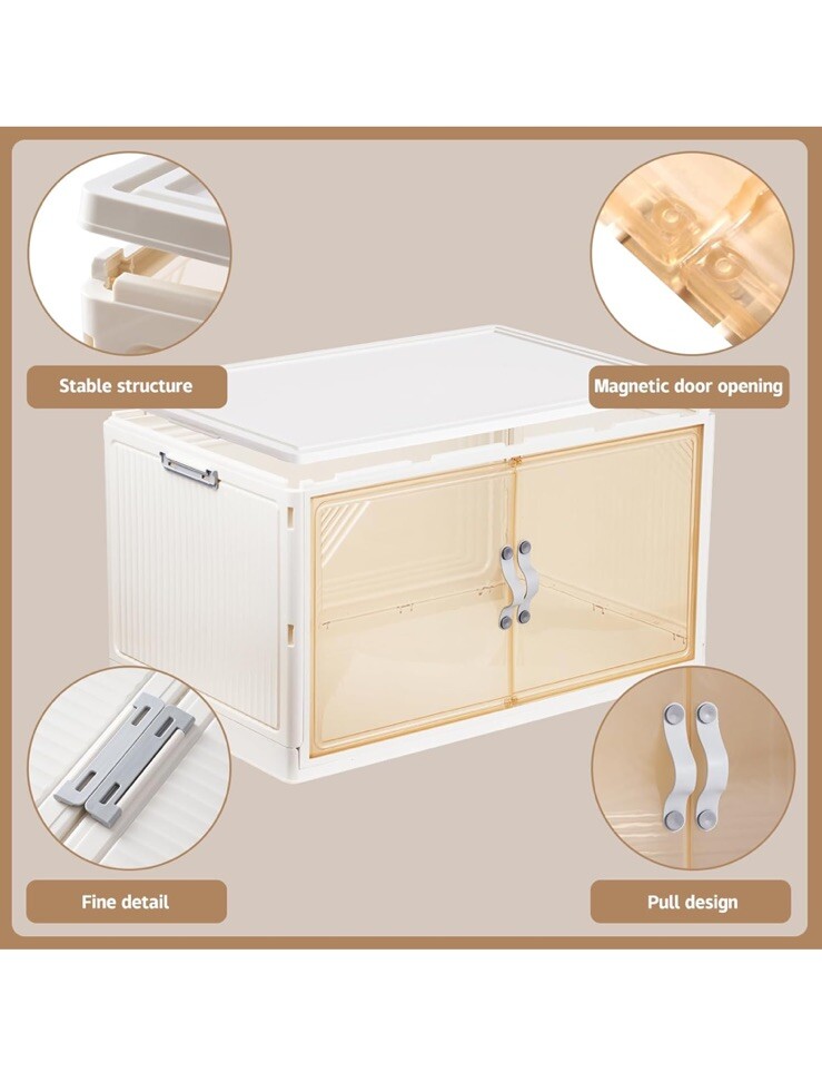 3 Pack - Collapsible Storage Cabinet - Foldable Storage Bins with Doors - 96 QT gallery