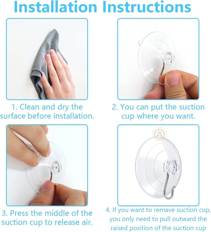 12pcs Clear Suction Cup Hooks – Heavy Duty Removable Wall & Window Hangers gallery