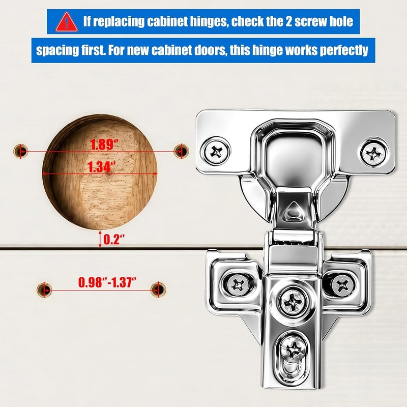 Concealed 105° Soft Close Cabinet Hinges - 24 Pack for 1/2" Overlay gallery