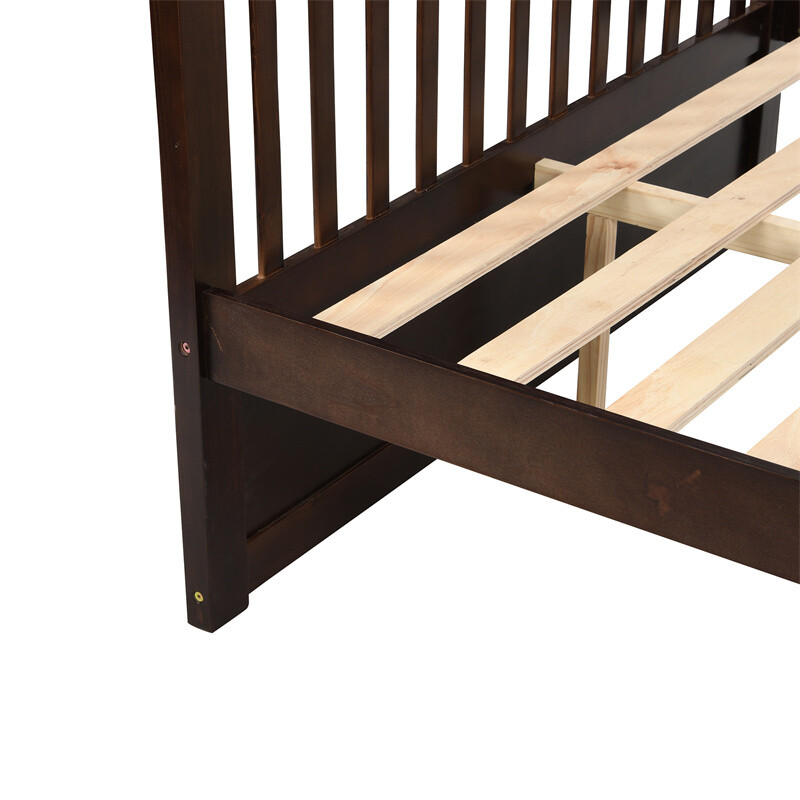 Twin Over Full Bunk Bed with 2 Storage Drawers Convertible Platform Bed Espresso gallery