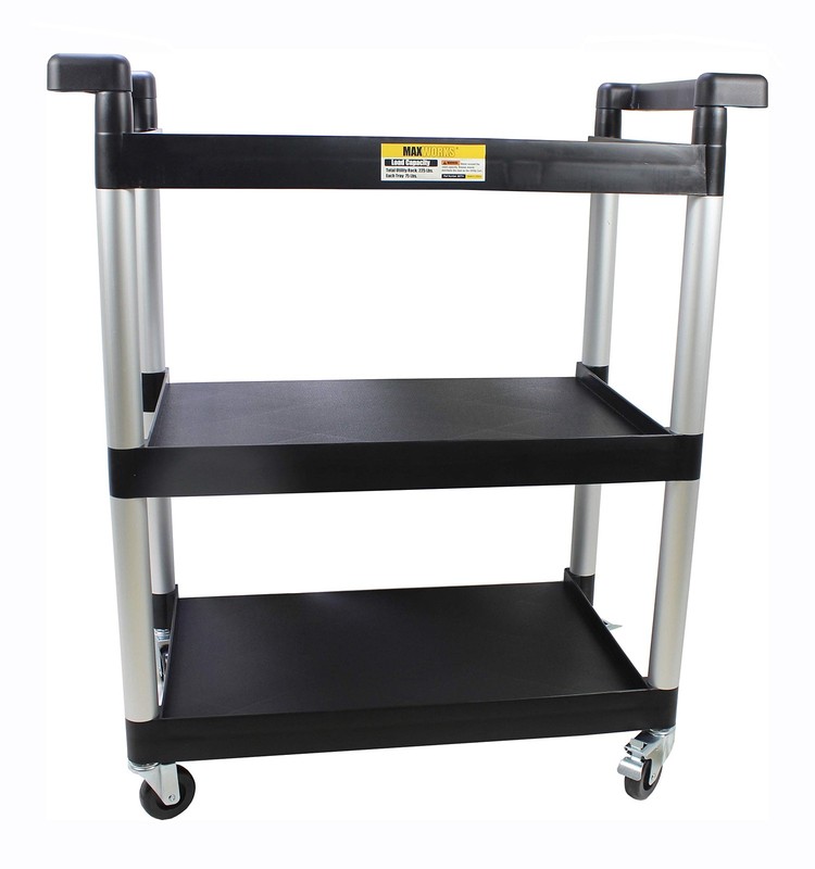 MaxWorks 80774 3-Shelf Utility Plastic Cart with Wheels-225 Lbs Maximum Capa... gallery