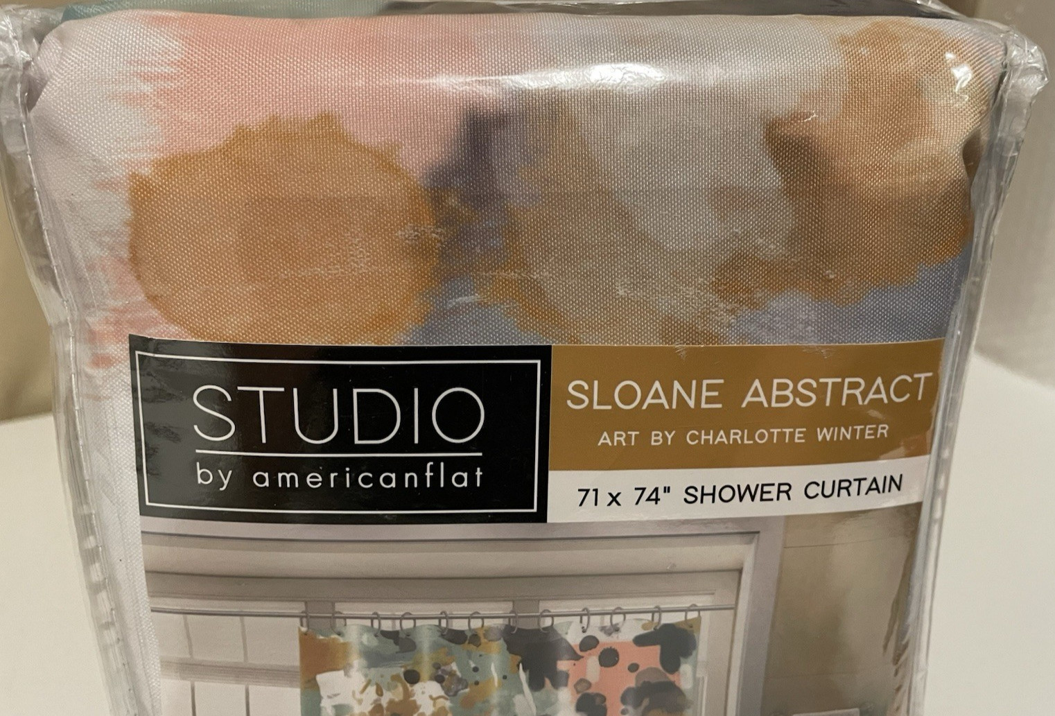 NEW IN PACKAGE - 71" x 74" SHOWER CURTAIN, SLOANE ABSTRACT BY AMERICANFLAT gallery