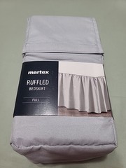 MARTEX Full Ruffled Light Grey BedSkirt/ Microfiber BedSkirt/54x75x15 In