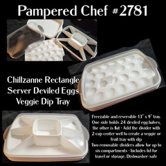 Pampered Chef 2781 Chillzanne Rectangle Server Tray Deviled Eggs -Veggies Insert