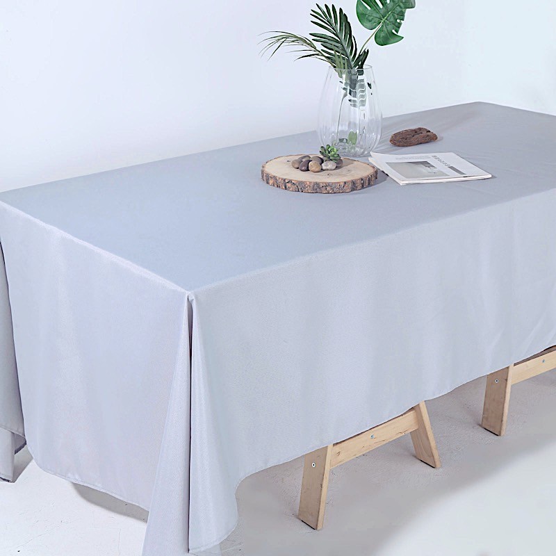 SILVER 72x120 RECTANGLE POLYESTER TABLECLOTH Light Gray Party Catering Linens gallery