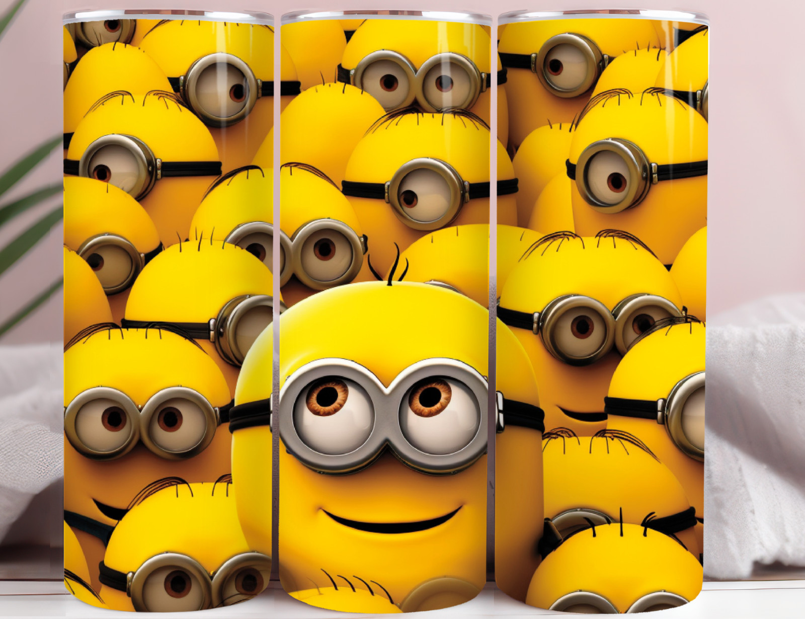 Yellow Mischievous Cartoon Crew 20oz Stainless Steel Tumbler Fun Holiday Cup gallery