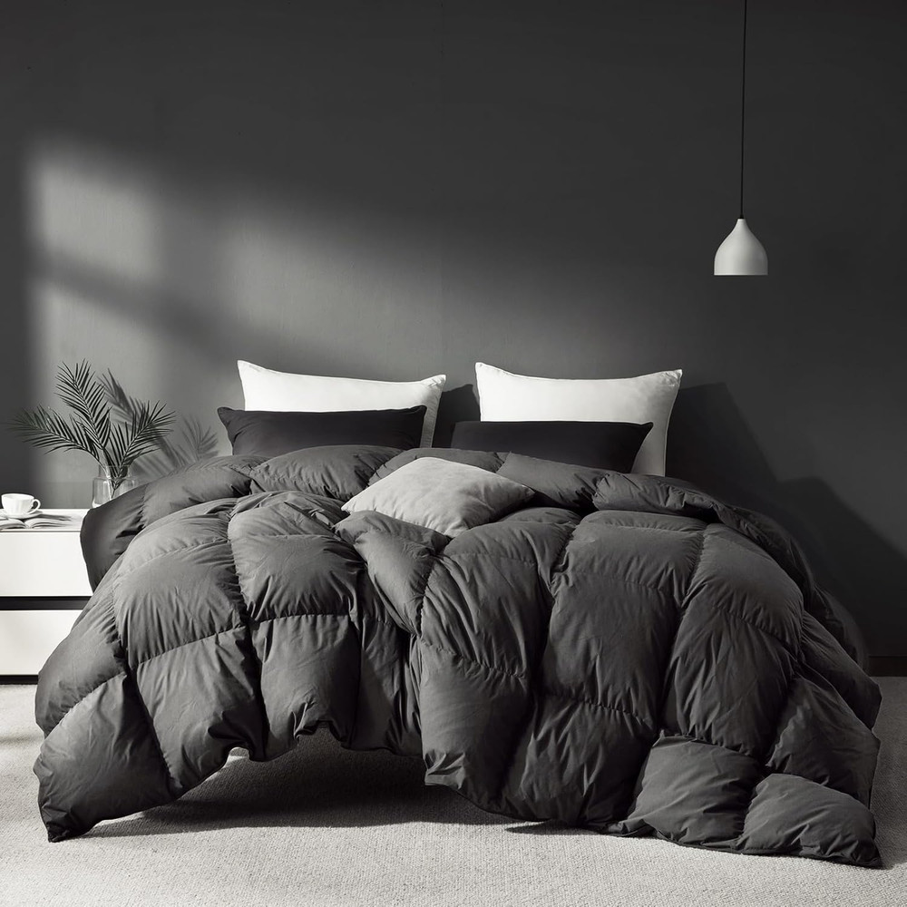 Oversized Grey Goose Down Comforter, 750+ Fill Power, 1200TC Cotton Blend