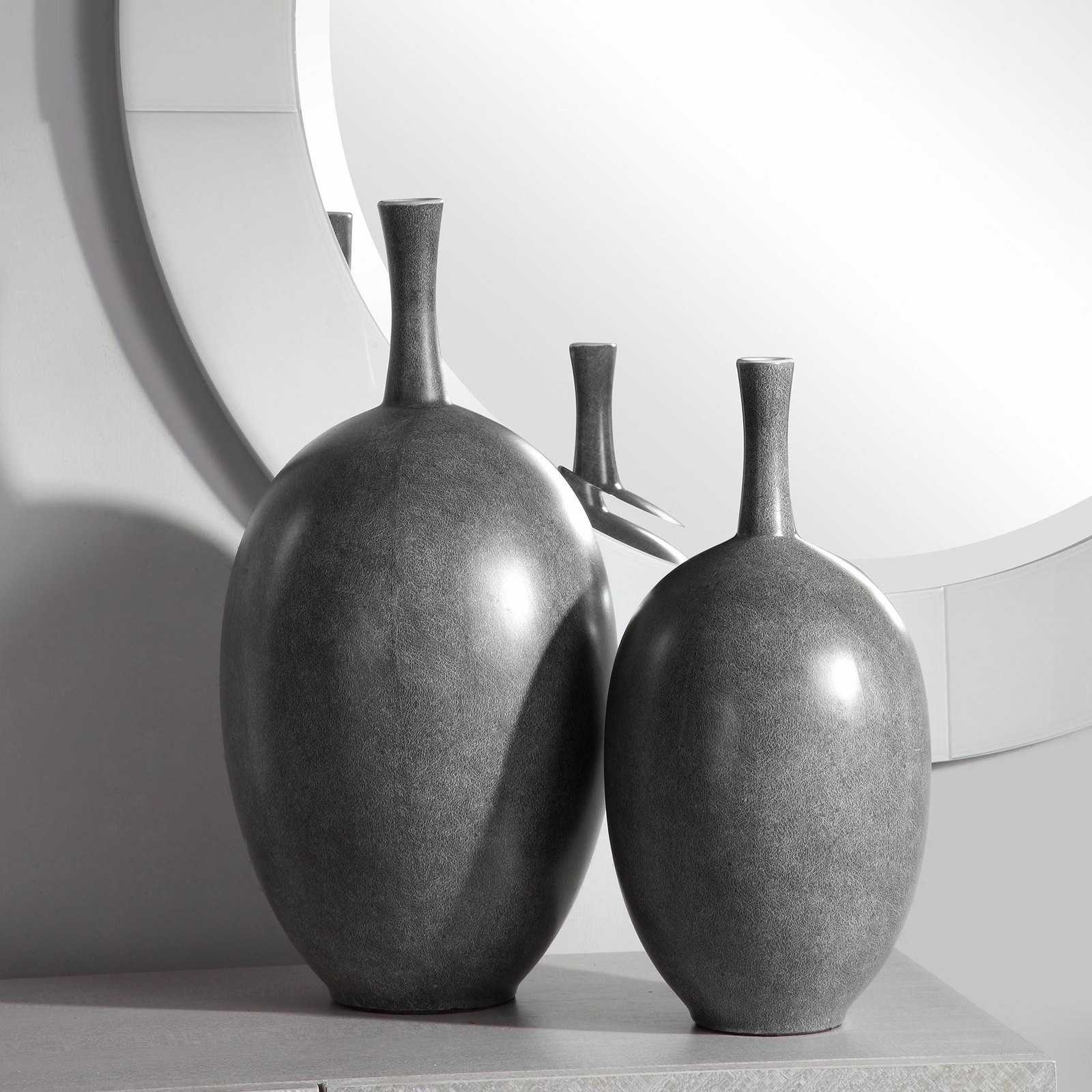 Uttermost 17711 Riordan Modern Marbled Black and White Ceramic Vases - SET OF 2 gallery