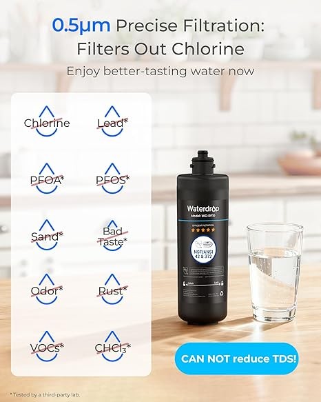 Waterdrop RF10 Replacement for 10UA/10UB Under Sink Water Filter, 3 PACK gallery