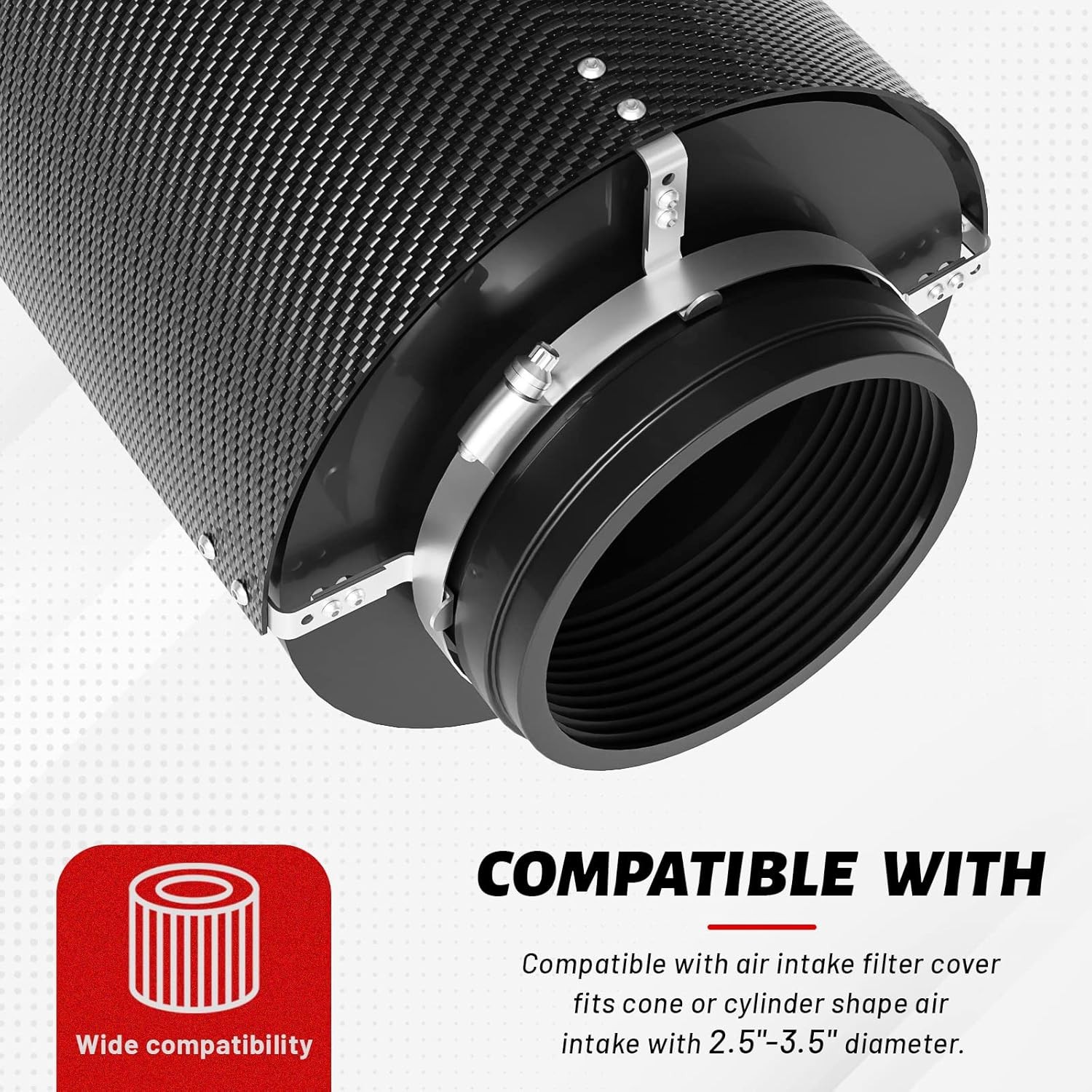 Universal Air Intake Filter Cover Heat Shield Stainless Steel Carbon Fiber Cover gallery