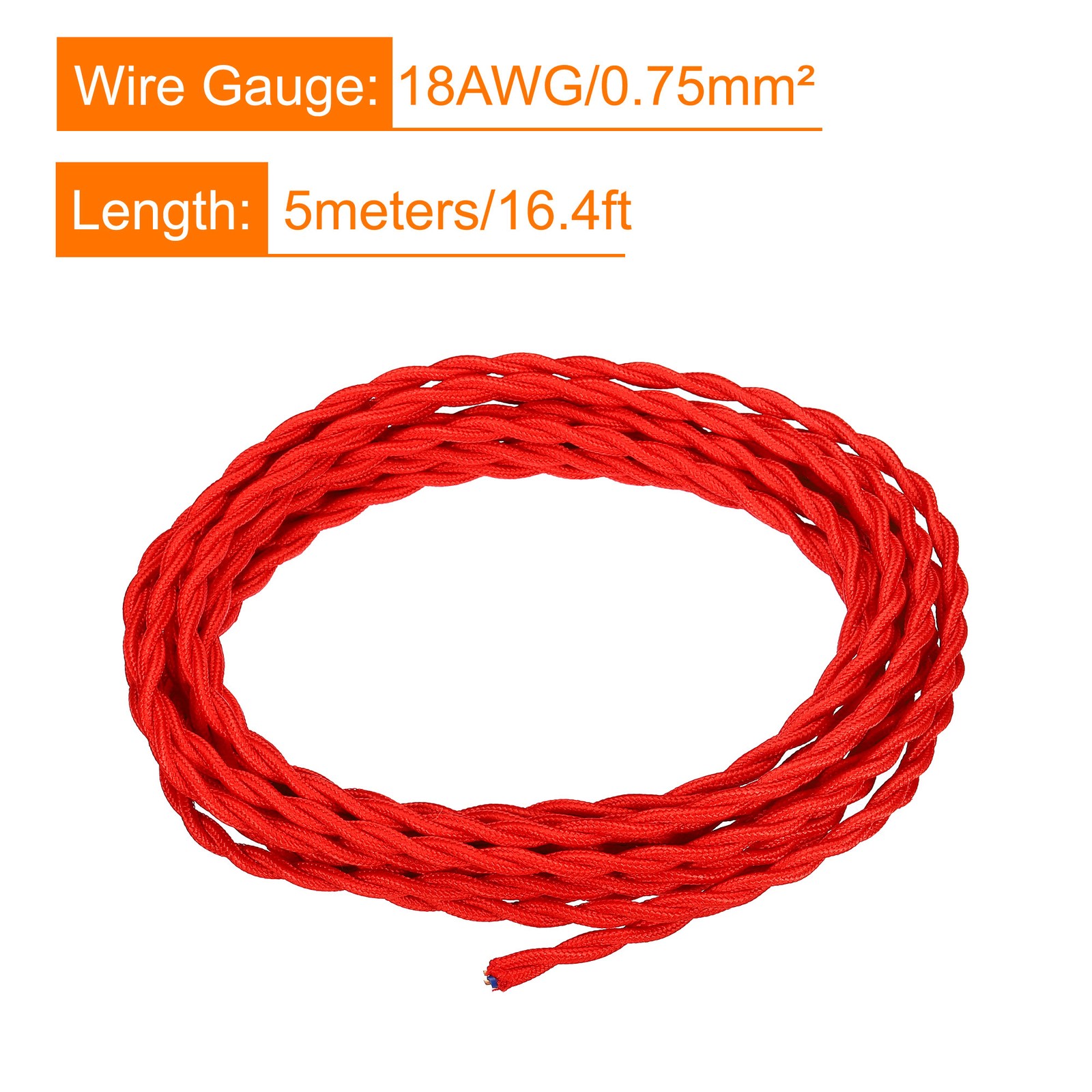 Twisted Cloth Covered Wire 2 Core 18AWG 5m/16.4ft,Electrical Cable,Red gallery