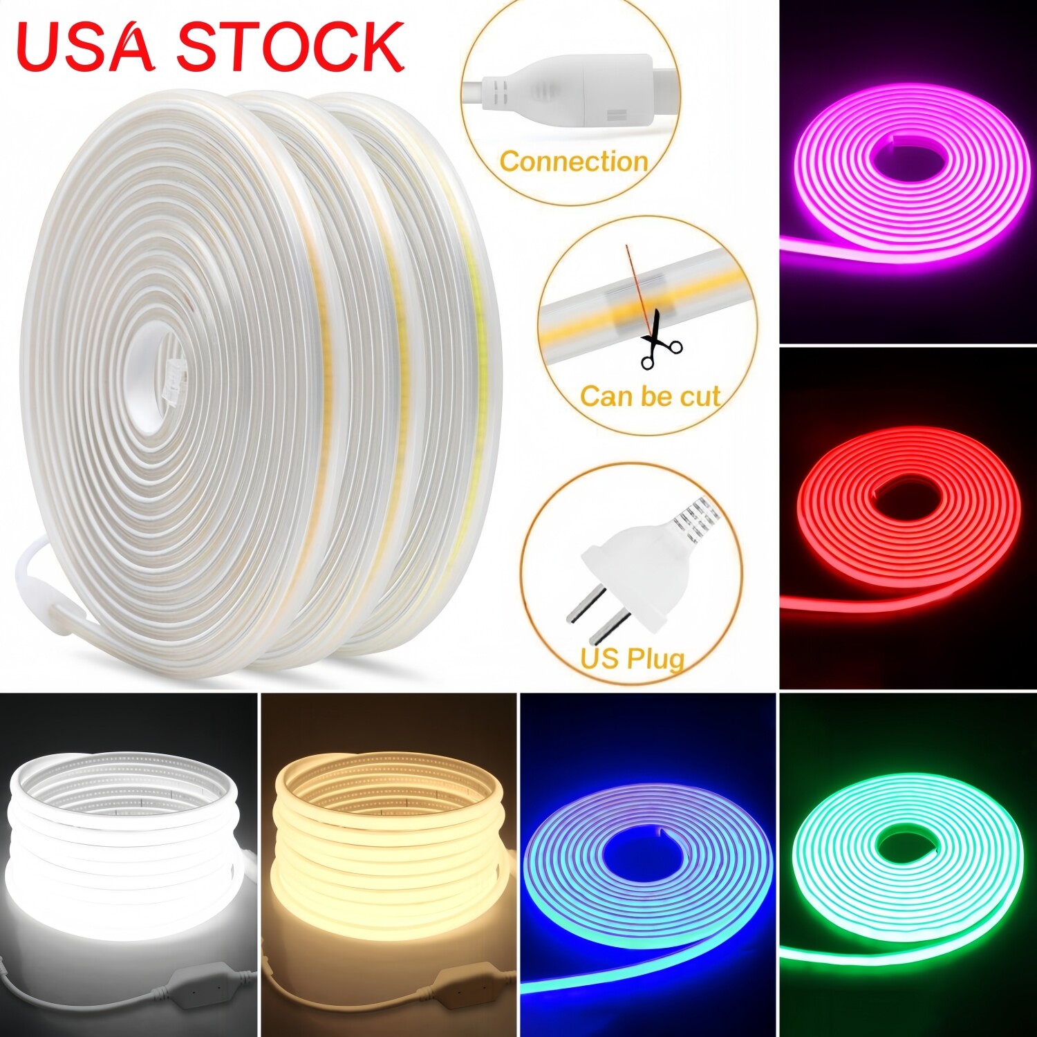 110V 480Leds/m Waterproof COB LED Neon Strip Lights for In/Outdoor Building Room gallery
