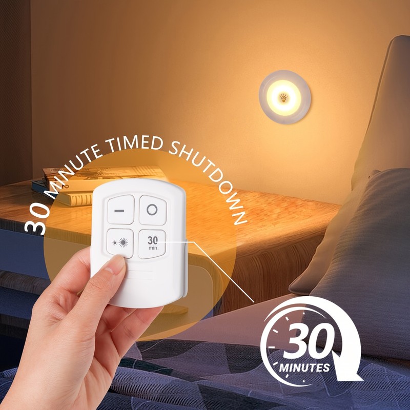 6 - Pack Wireless LED Puck Lights with Remote - Battery Powered gallery