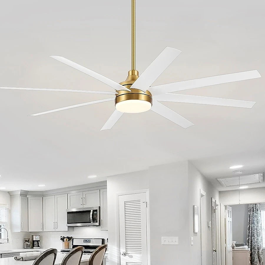Breezary Archer 65 in. Integrated LED Indoor White-Blades Gold Ceiling Fan New gallery