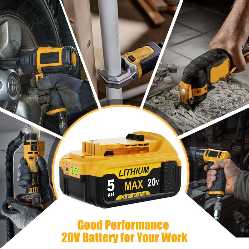 2 Pack For DEWALT DCB205-2 20V MAX Premium Lithium-Ion 5.0Ah Battery gallery