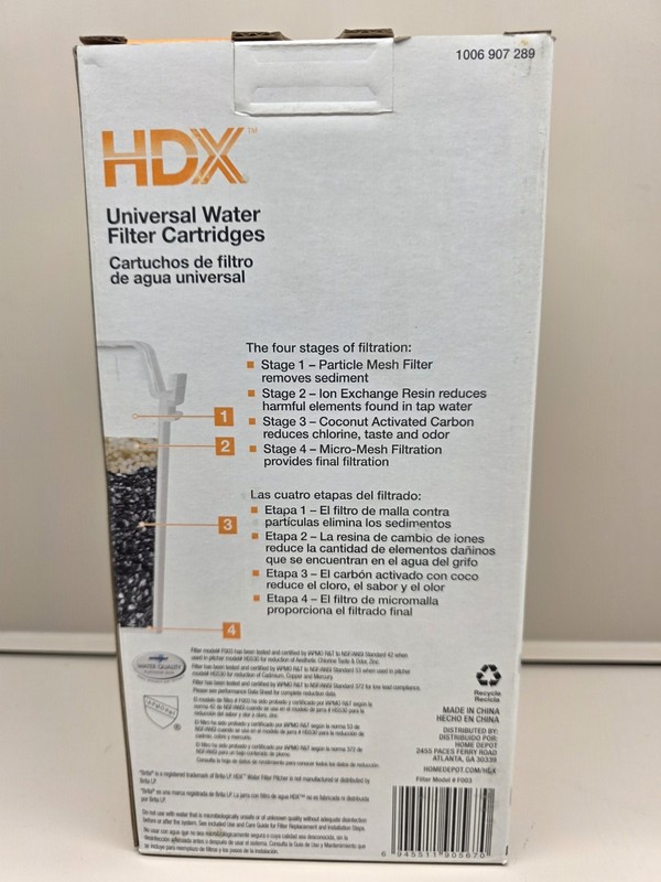NEW HDX Water Pitcher Universal Replacment Water Filter Cartridges 8-Pack gallery