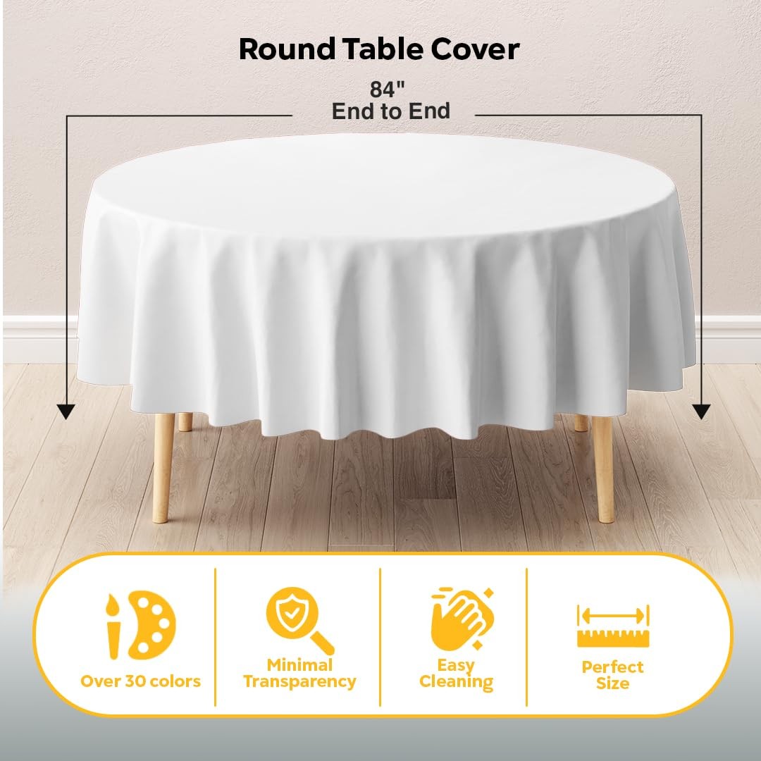 Party Solids White Round Tablecloths Plastic Table Cloth Disposable 48 Pack 8... gallery