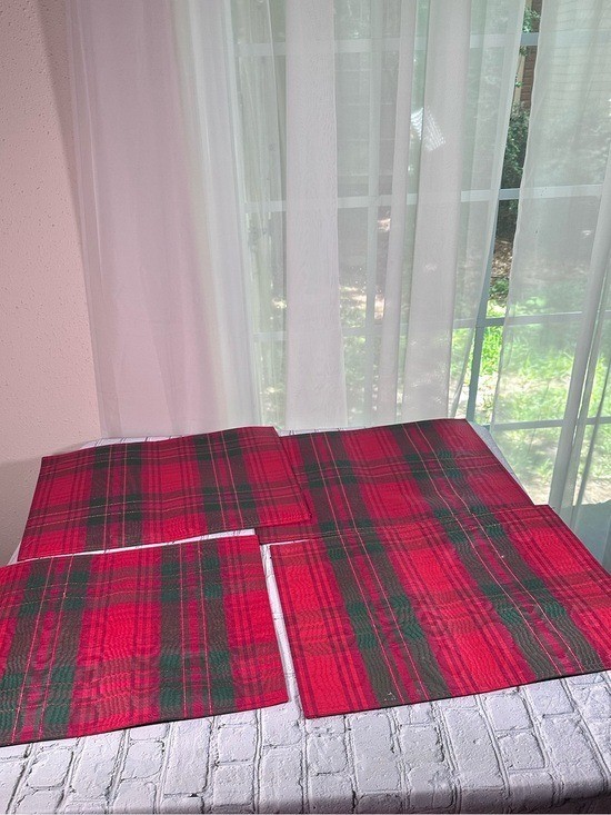 Red Green Christmas Holiday Traditional Tartan Plaid Table Placemats - Set of 4 gallery