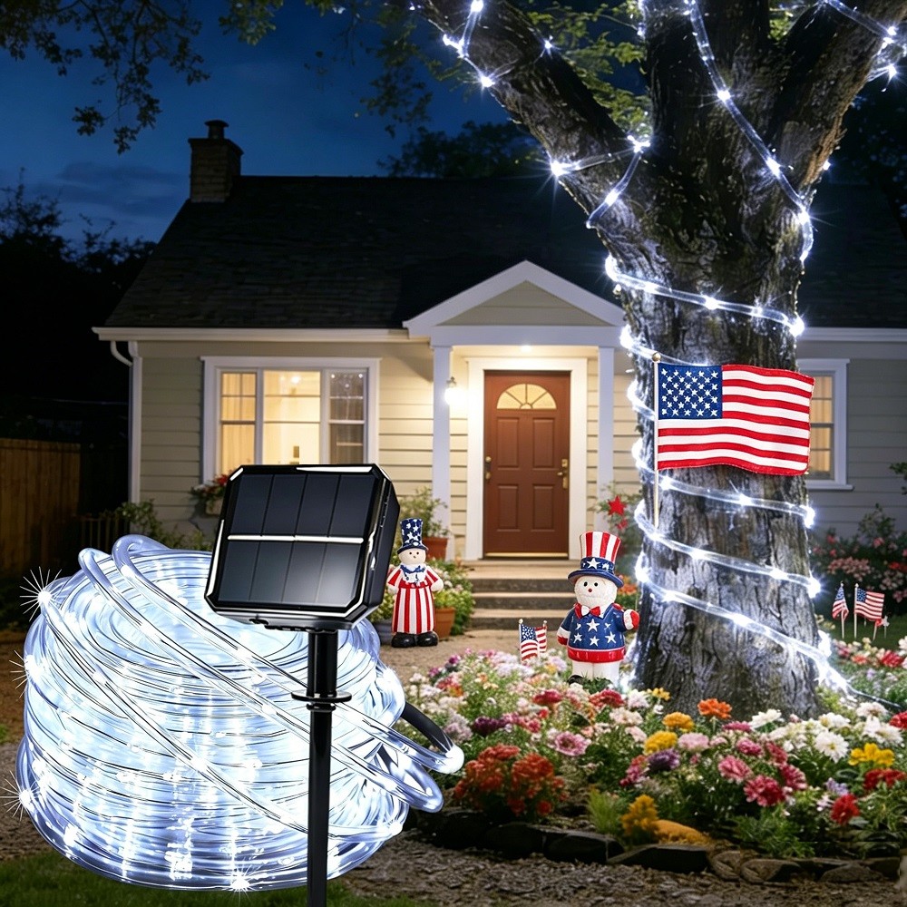 39FT Solar Rope Tube Lights Sting Lights LED Outdoor Waterproof Garden Decor gallery