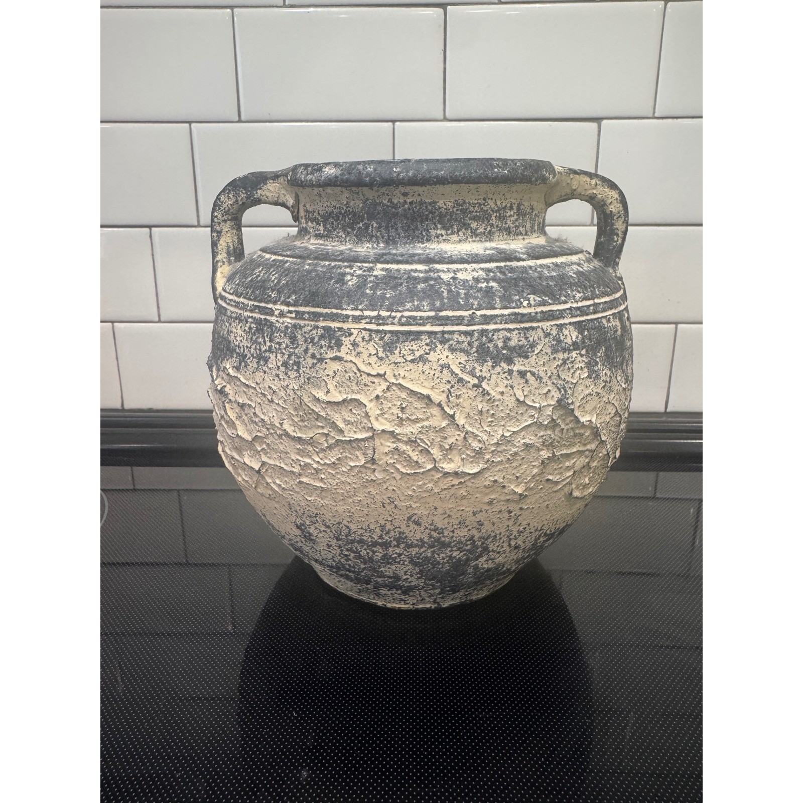 Rustic Distressed Terracotta Amphora Vase Double Handle Textured Aged Pottery gallery