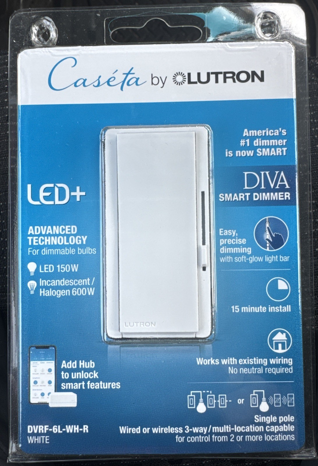 Lutron Caseta Diva White DVRF-6L-WH-R gallery