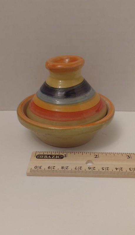 Moroccan Mini Tagine Spice Holder Multi Color Painted Ceramic 3” gallery