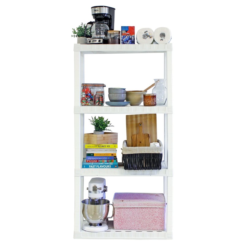 Storage Rack Interlocking Multipurpose 4-Tier 56"H x 14"D x 30"W White-400 lbs gallery