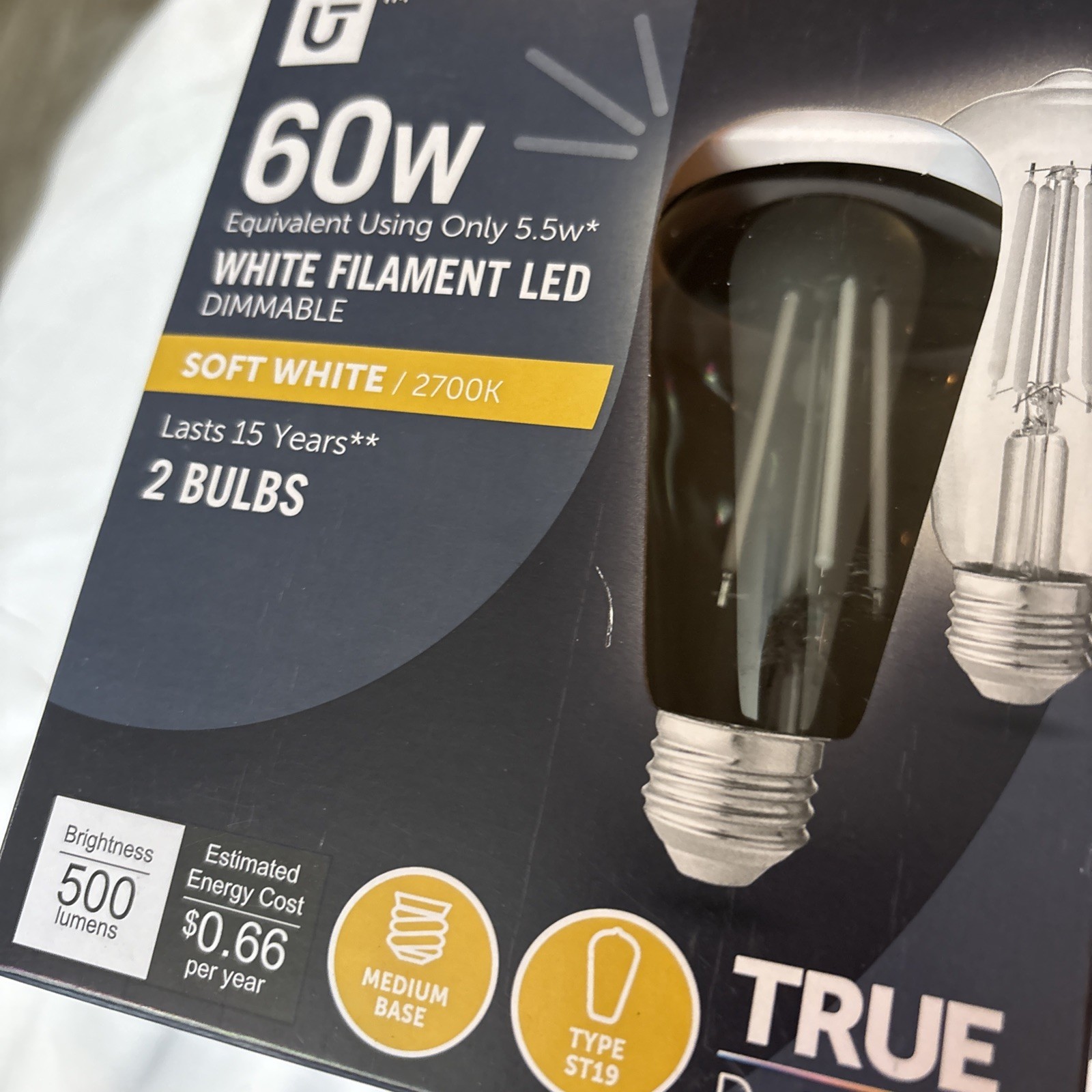Utilitech True Definition 60w Repl 5.5w White Filament LED Bulbs ST19 Med Base gallery