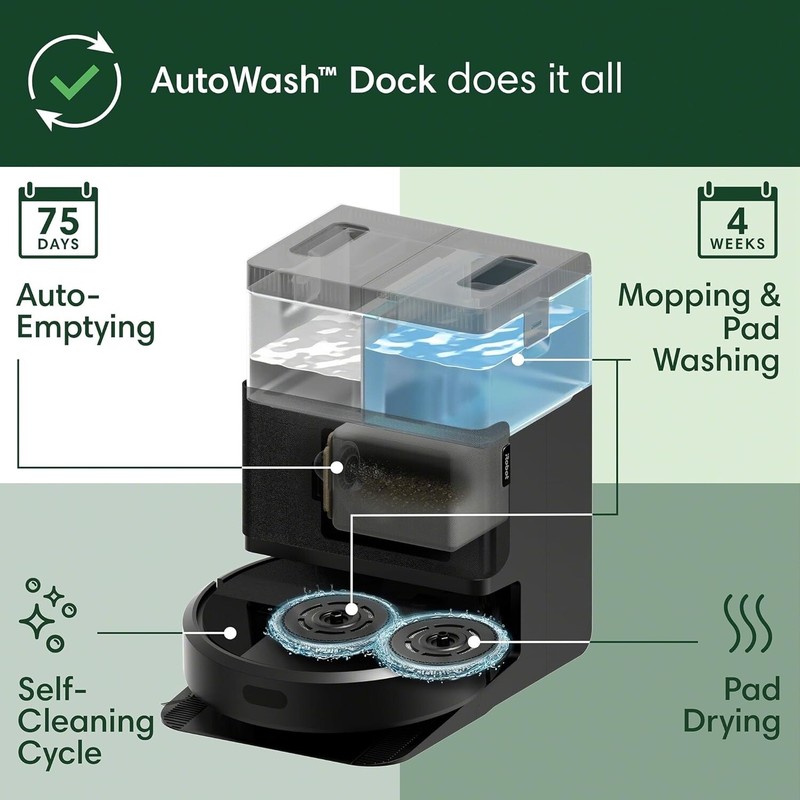 iRobot Roomba Plus 405 Combo Vacuum & Mop w/ AutoWash Dock, LiDAR, 70x Suction gallery