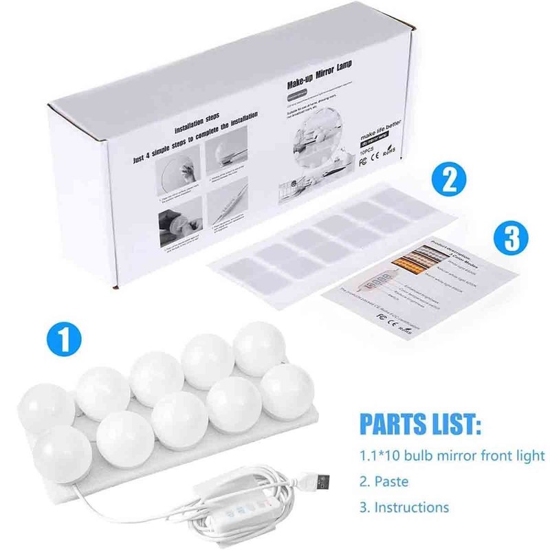 10 LED Kit Bulbs Vanity Light Dimmable Lamp Make Up Mirror Lights gallery