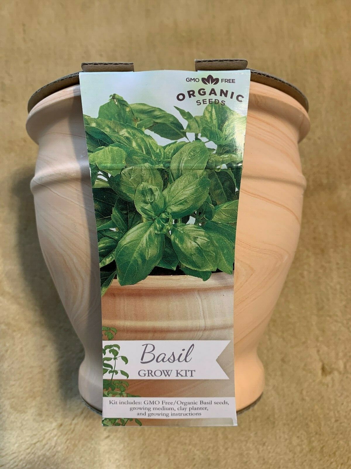 Organic Basil Grow Kit (includes Clay Planter) gallery