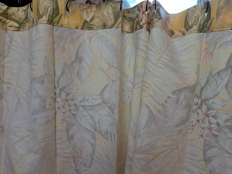 Croscill Shower Cutain Panel Fabric Cotton Tropical Palm Floral Orchid 1pc NWOT gallery