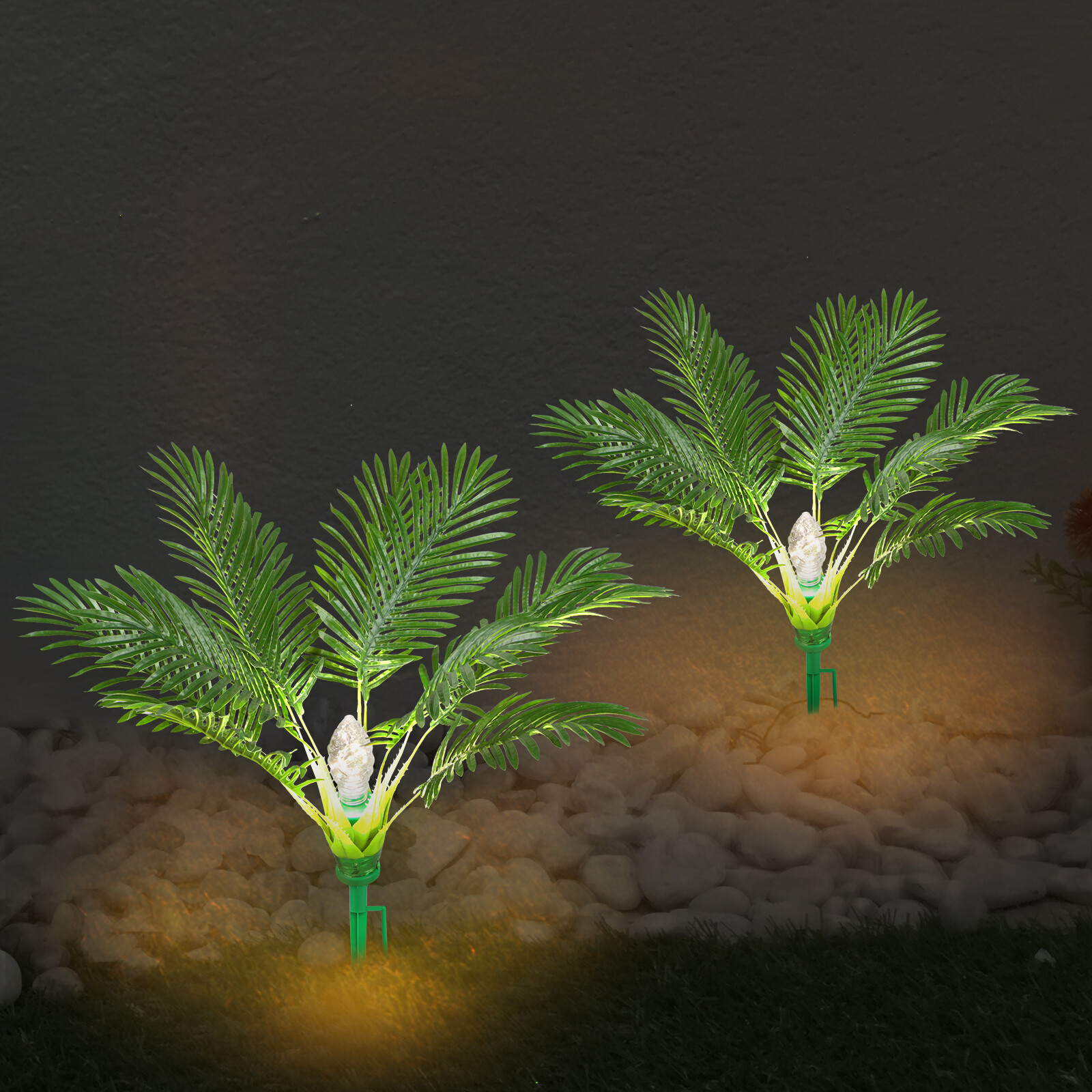 2 Pack Artificial Palm Tree Solar Light Yard Patio Garden Pathway Light 8 Modes gallery