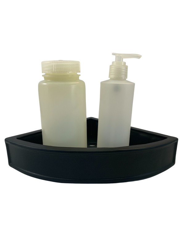 8" Flat back Ceramic Corner Shelf/Basket w/4 drain holes. Easy installation. USA gallery