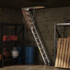 Folding Retractable Aluminum Attic Ladder Stairs Fits 7’8″-10’3″ Ceiling Height