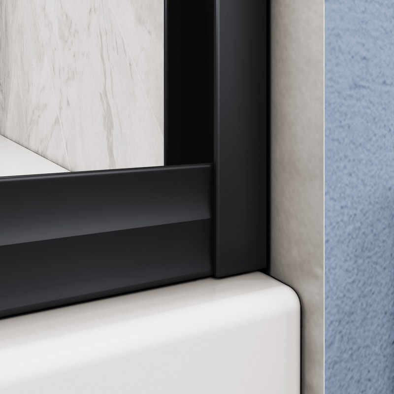 SUNNY Semi-Frameless 48’’x72’’ Double Sliding Bypass Shower Door 1/4 Glass Black gallery