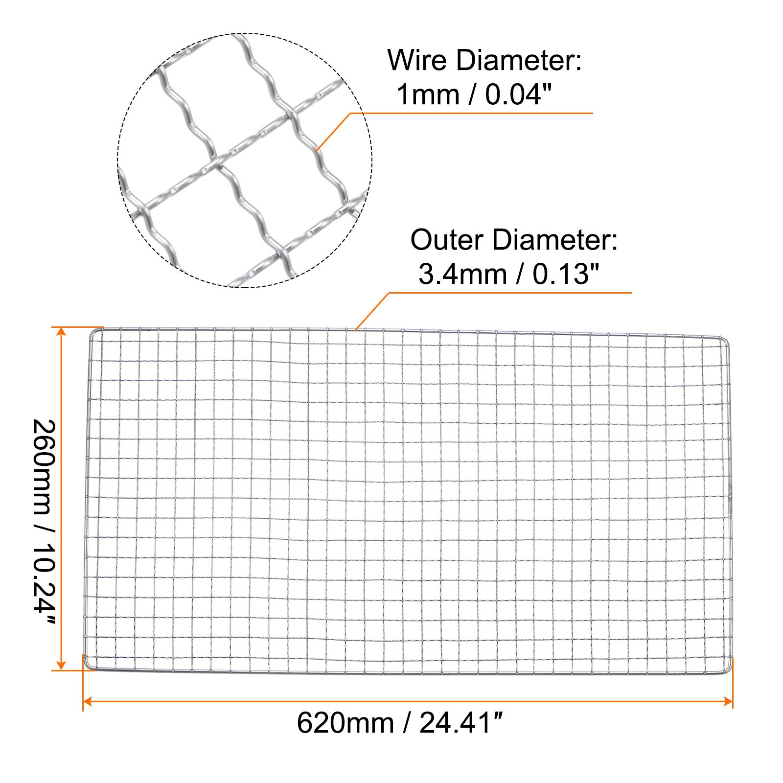 2pcs Square BBQ Grill Net 26x62cm Stainless Steel Barbecue Mesh Mat gallery