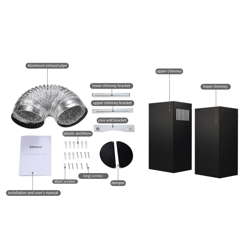 24/30/36 in Wall Mount Range Hood Kitchen Vent Black Stainless Steel 3-Speed New gallery