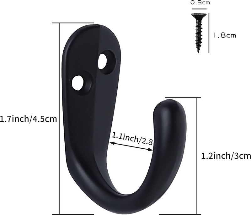 IBosins 15PCS Coat Hooks Wall Mounted Single Prong Robe Hook for Black gallery