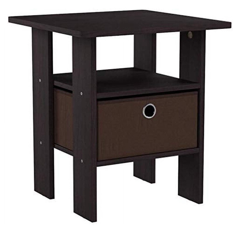 Compact Engineered Wood End Table W/ Storage Bin Rounded Edges Stylish Design US gallery