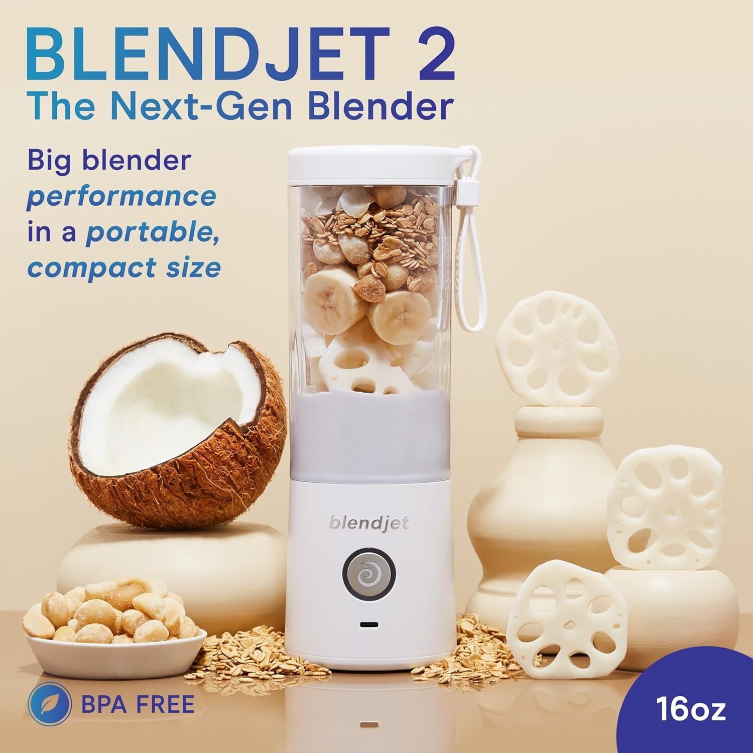 BlendJet 2, the Original Portable Blender, 20 oz, (White)- New gallery