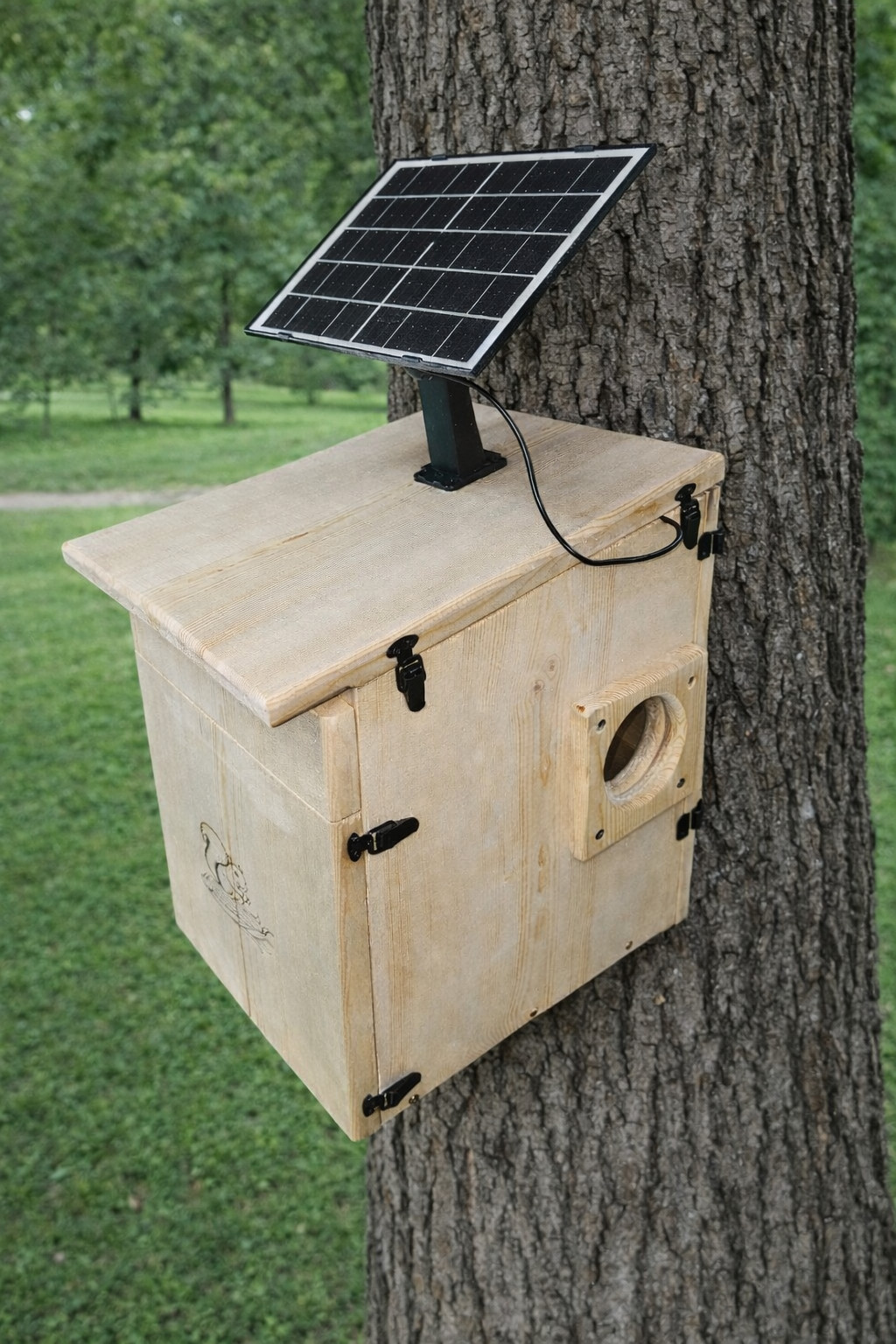 Extra Large Handmade Squirrel House with Camera and Solar – Outdoor Nesting Box gallery