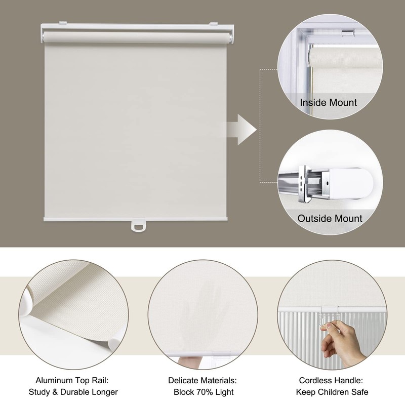 Cordless Roller Shades for Windows Light Filtering Shades with 5% Openness So... gallery