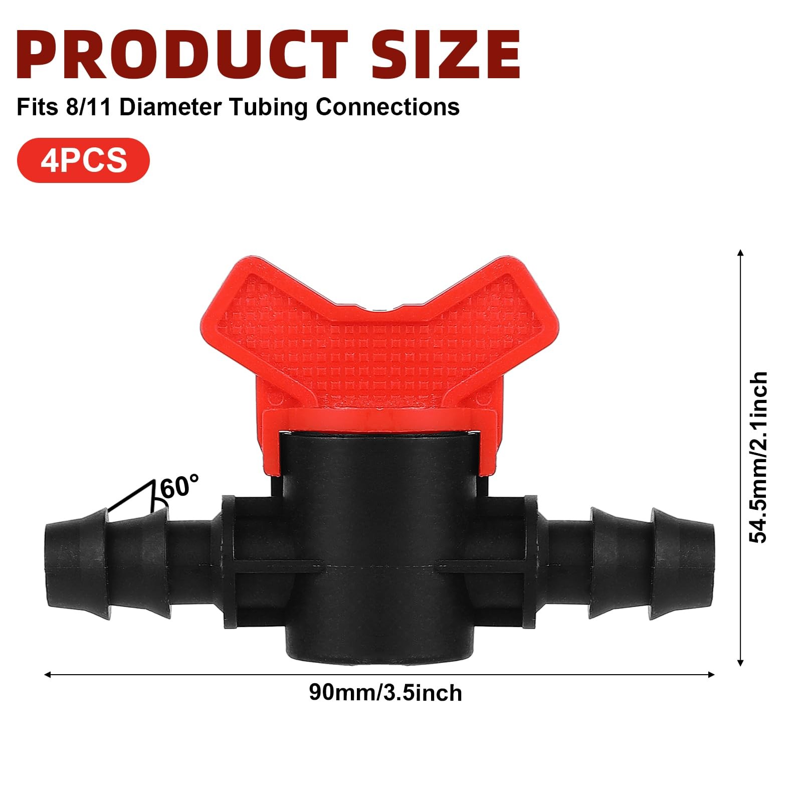 4PCS 3/8“ ID in Line Hose Barbed Ball Valve 3.54 x 0.45 x 2.15 inches gallery