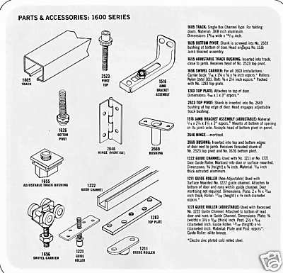 GRANT/HETTICH #1625 FOLDING DOOR JAMB PIVOT HARDWARE, 50 POUND CAPACITY gallery