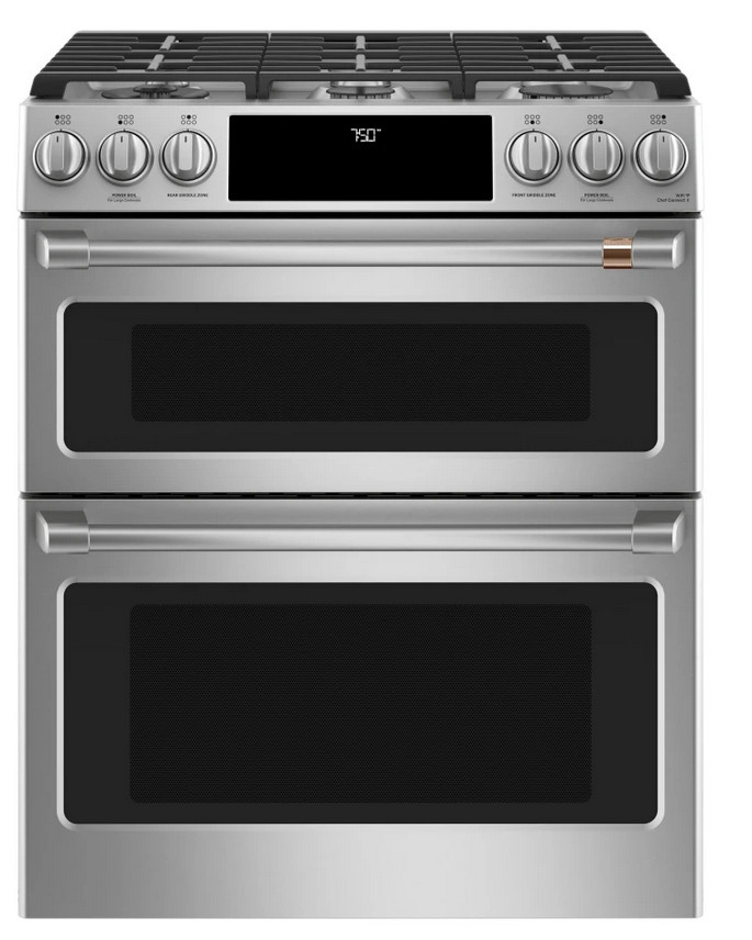 Cafe 30 Inch Slide In Gas Range with Convection Double Door ,Griddle CGS750P2MS1 gallery