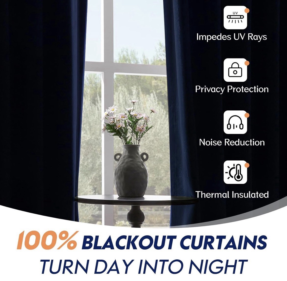 100% Blackout Curtains 102 Inches Long, Linen Textured Window Treatment Rod P... gallery