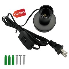 Black Metal E26/E27 Screw Light Socket with 10FT Extension Cord Hanging Light…