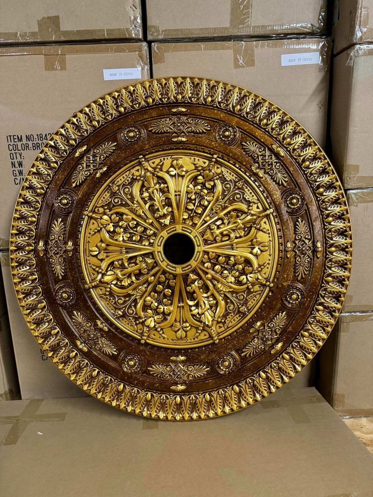 38" Round Chandelier Ceiling Medallion Gold Tuscany Foyer Dining Room Bedroom gallery